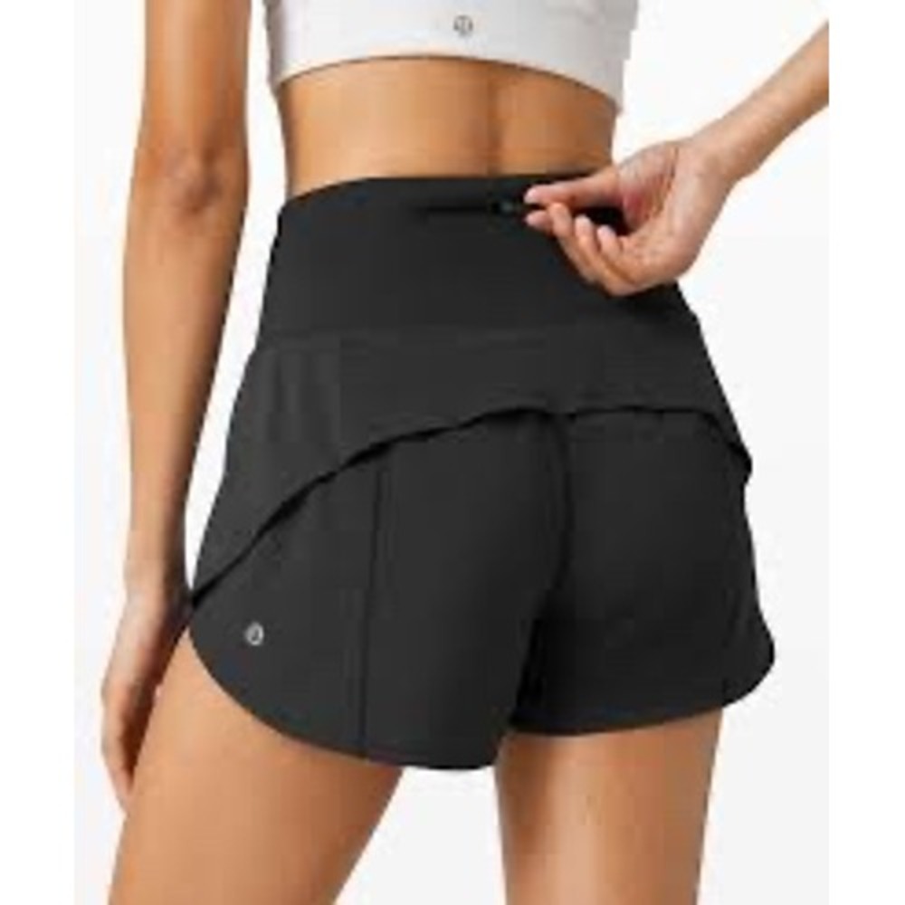 Lululemon Speed Up High-Rise Short 4 Black Running Shorts Size 4 LW7BFFT